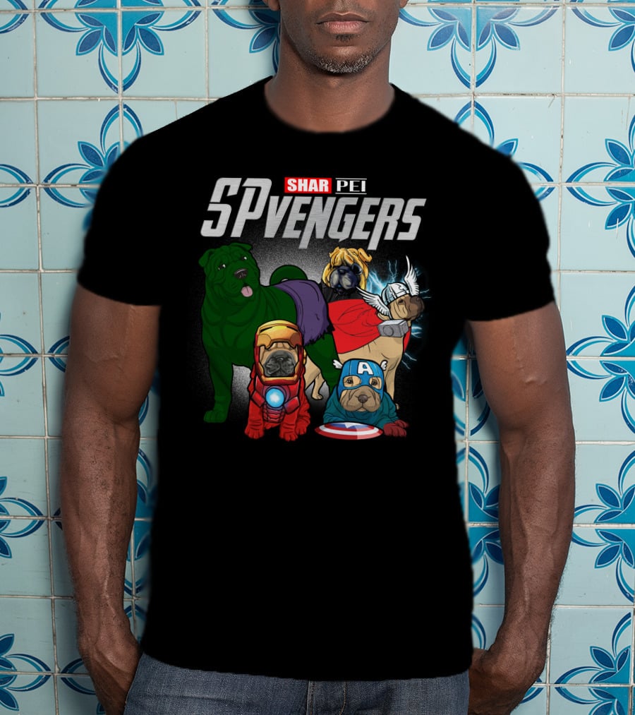 Shar Pei SPvengers Avengers Dog Parody Pug Superheroes T-Shirt