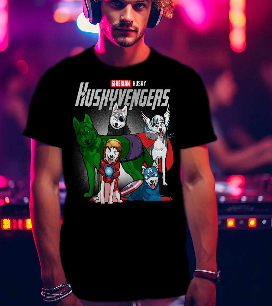 Siberian Husky Huskyvengers Superhero Dogs T-Shirt