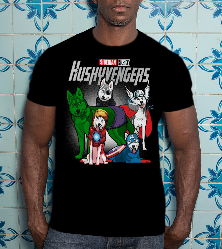 Siberian Husky Huskyvengers Superhero Dogs T-Shirt