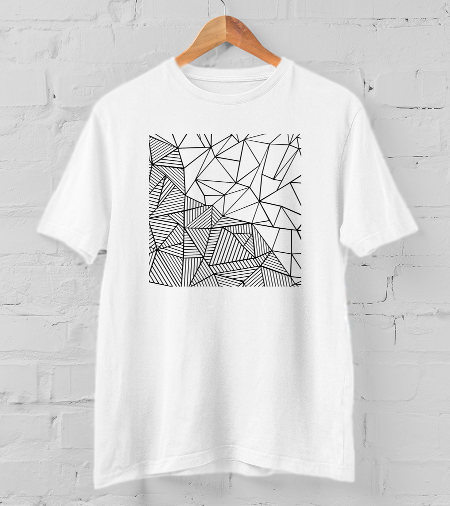 Ab Half And Half Geometric Abstract Lines T-Shirt