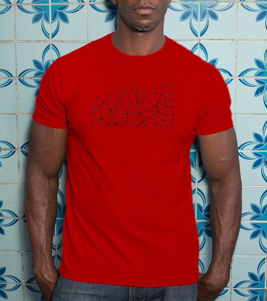 Ab Peaks Geometric Triangles Pattern Minimalist Black T-Shirt