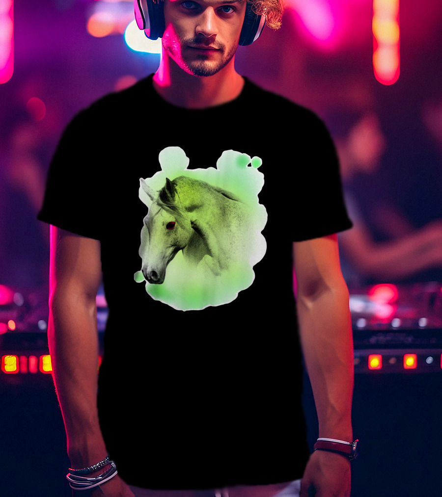 Arabic Horse Neon Green Art 334448 T-Shirt