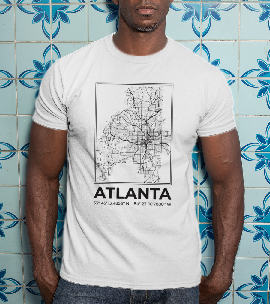 Atlanta Minimalist Map Light Edition Coordinates 33° 45' 18.695 N 84° 23' 13.7808 W T-Shirt