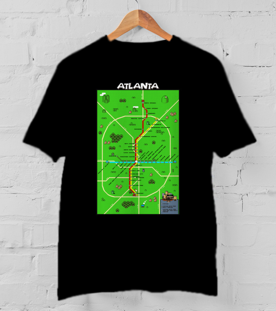 Atlanta Transit Map Super Mario Style 286711 T-Shirt
