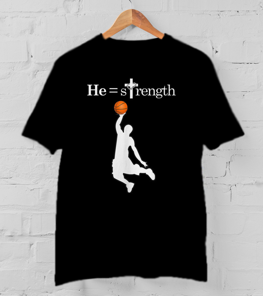 He Is Strength Christian Basketball Silhouette 1353709 T-Shirt