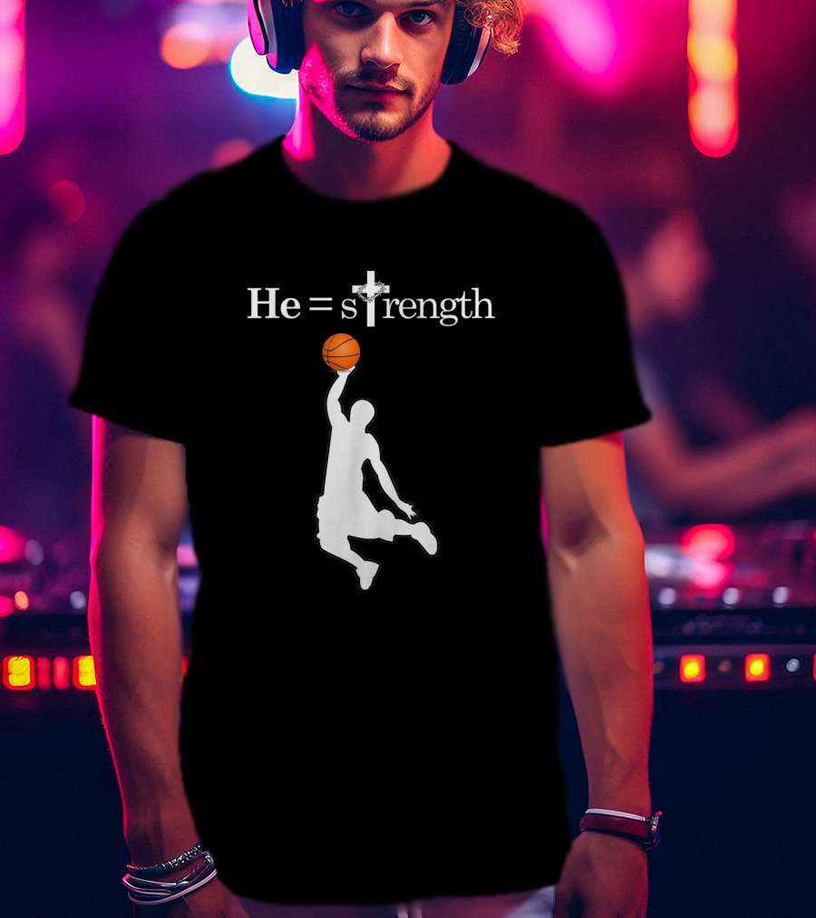 He Is Strength Christian Basketball Silhouette 1353709 T-Shirt