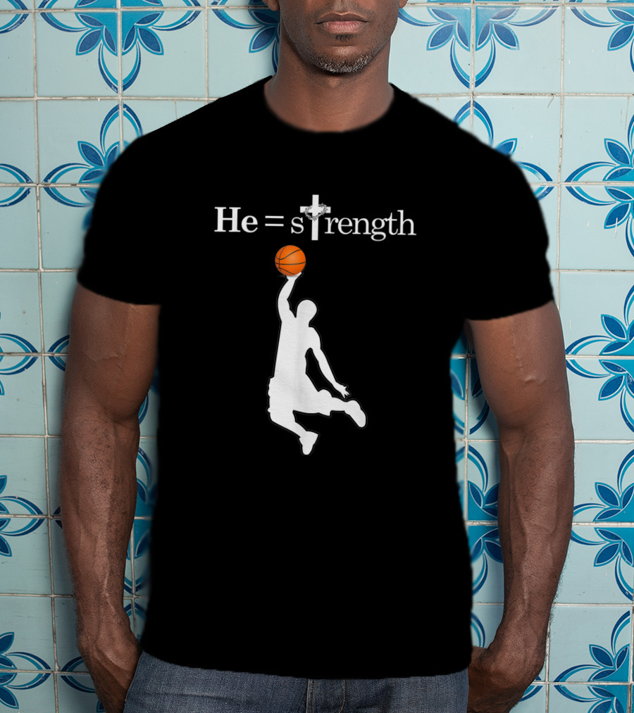He Is Strength Christian Basketball Silhouette 1353709 T-Shirt