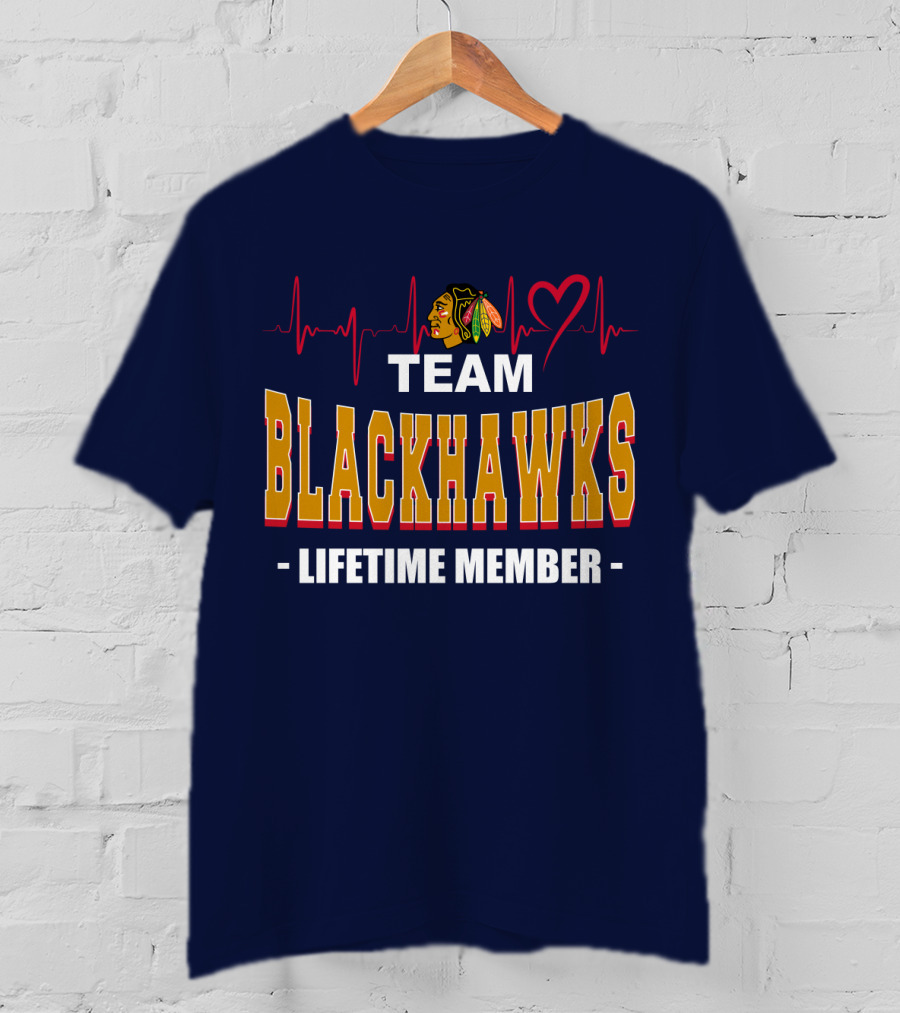 Team Blackhawks Lifetime Member Heartbeat T-Shirt