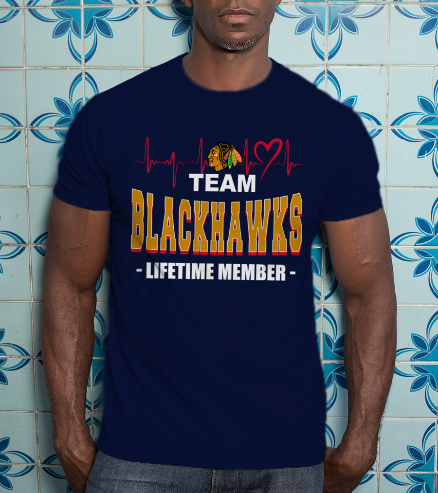 Team Blackhawks Lifetime Member Heartbeat T-Shirt