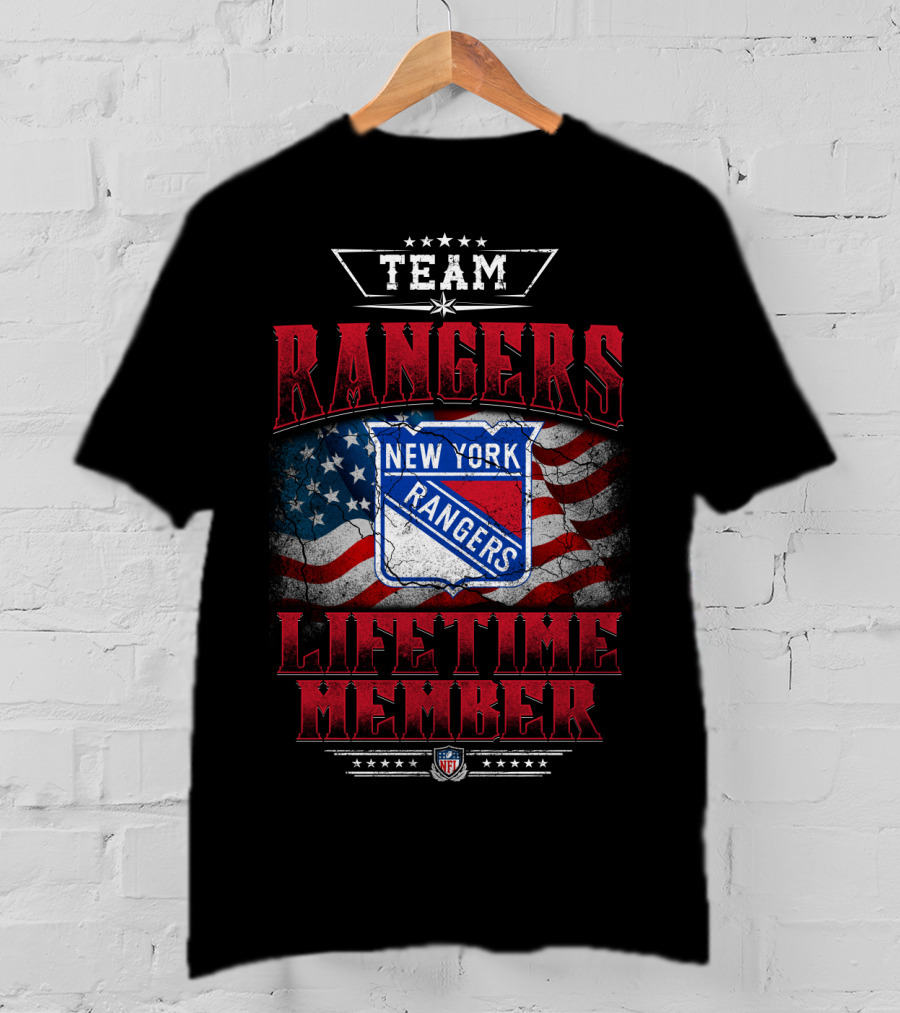 Team New York Rangers Lifetime Member Nfl American Flag T-Shirt
