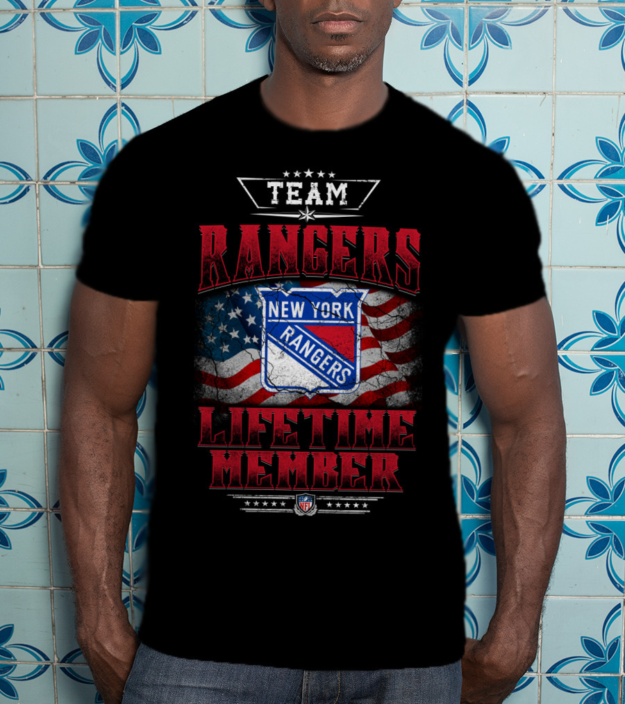 Team New York Rangers Lifetime Member Nfl American Flag T-Shirt