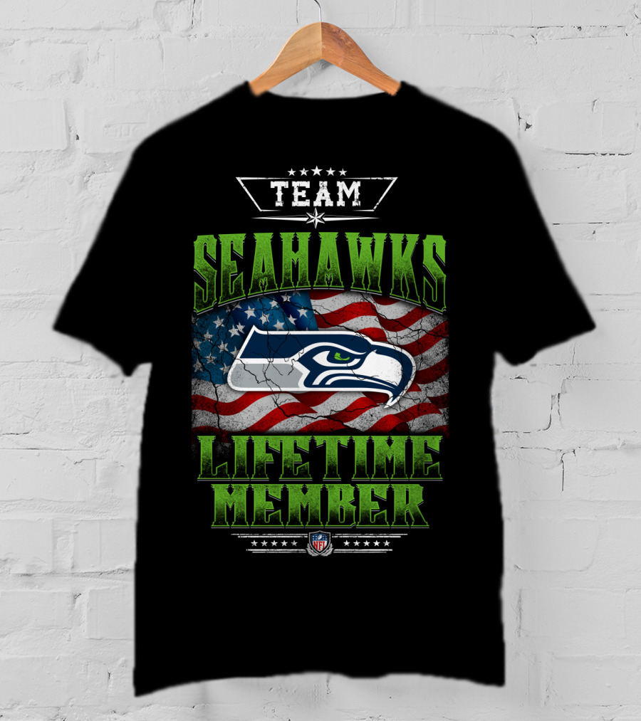 Team Seahawks Lifetime Member Nfl American Flag T-Shirt