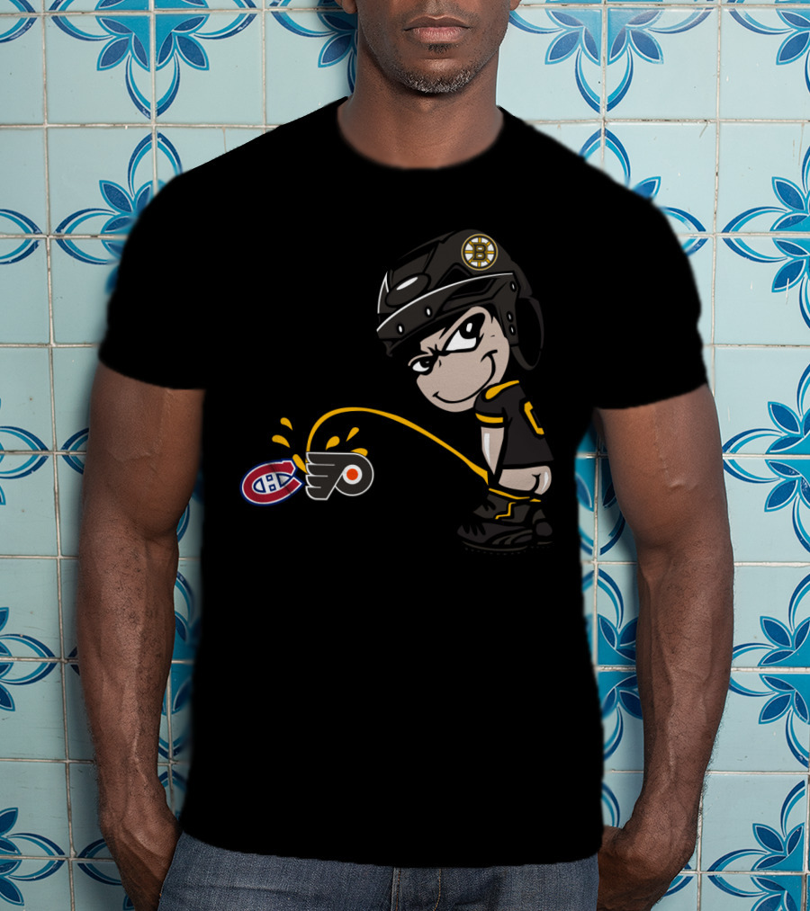 Boston Bruins Rivalry Hockey Toilet Humor Montreal Canadiens Philadelphia Flyers T-Shirt