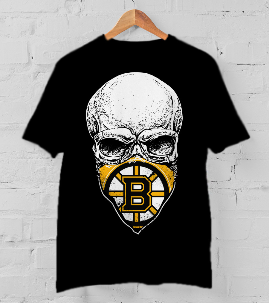 Boston Bruins Skull Mask Hockey T-Shirt