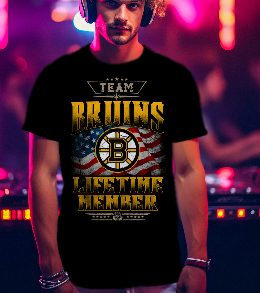 Team Bruins Lifetime Member Boston Bruins Flag T-Shirt