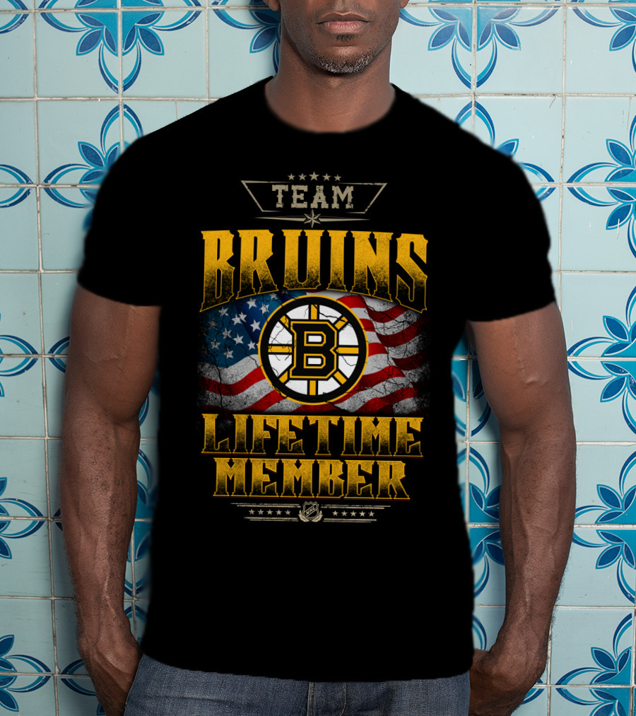 Team Bruins Lifetime Member Boston Bruins Flag T-Shirt