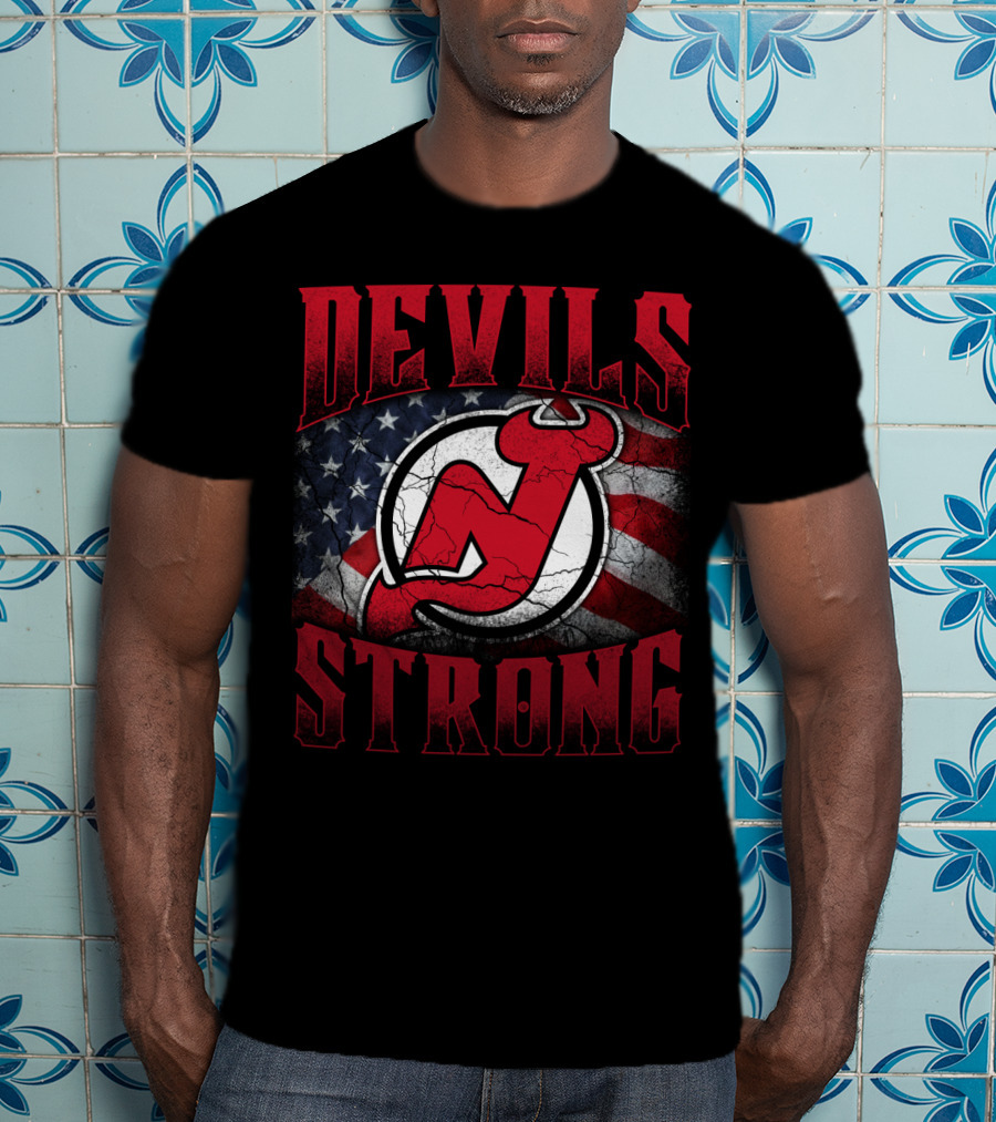 Devils Strong New Jersey Devils American Flag T-Shirt
