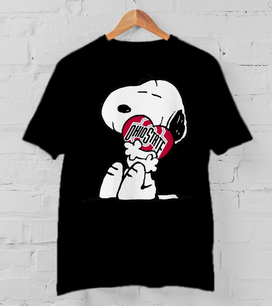 Snoopy With Ohio State Buckeyes Heart T-Shirt