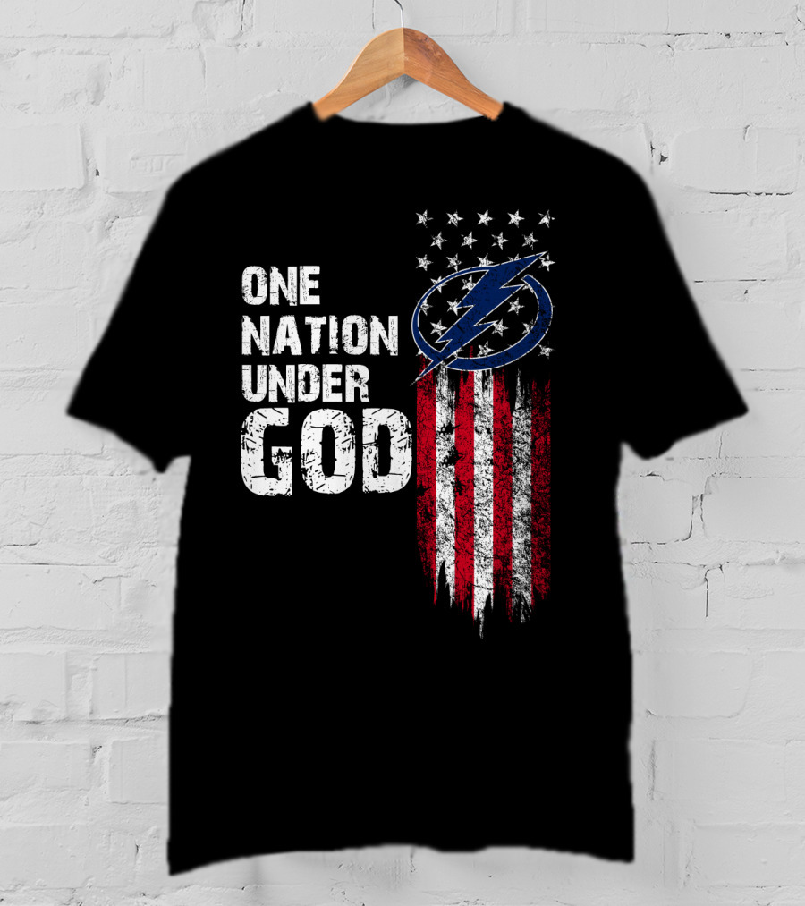 One Nation Under God Tampa Bay Lightning Flag T-Shirt