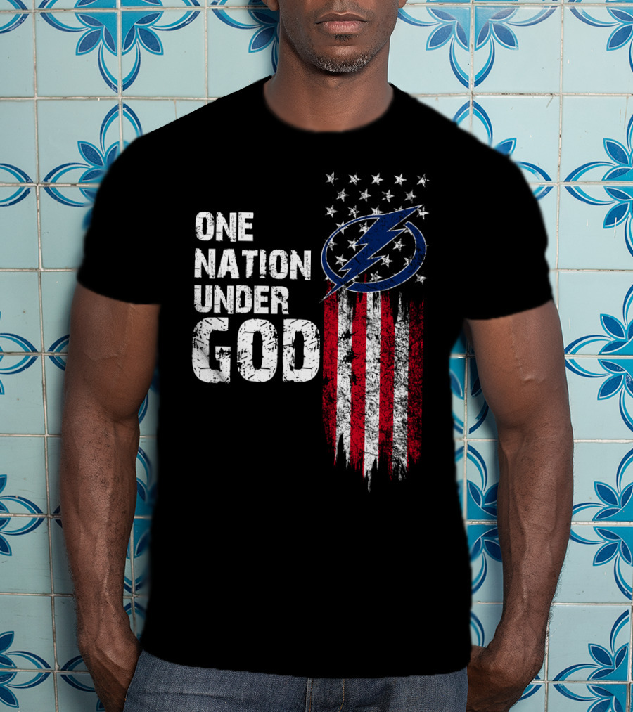 One Nation Under God Tampa Bay Lightning Flag T-Shirt