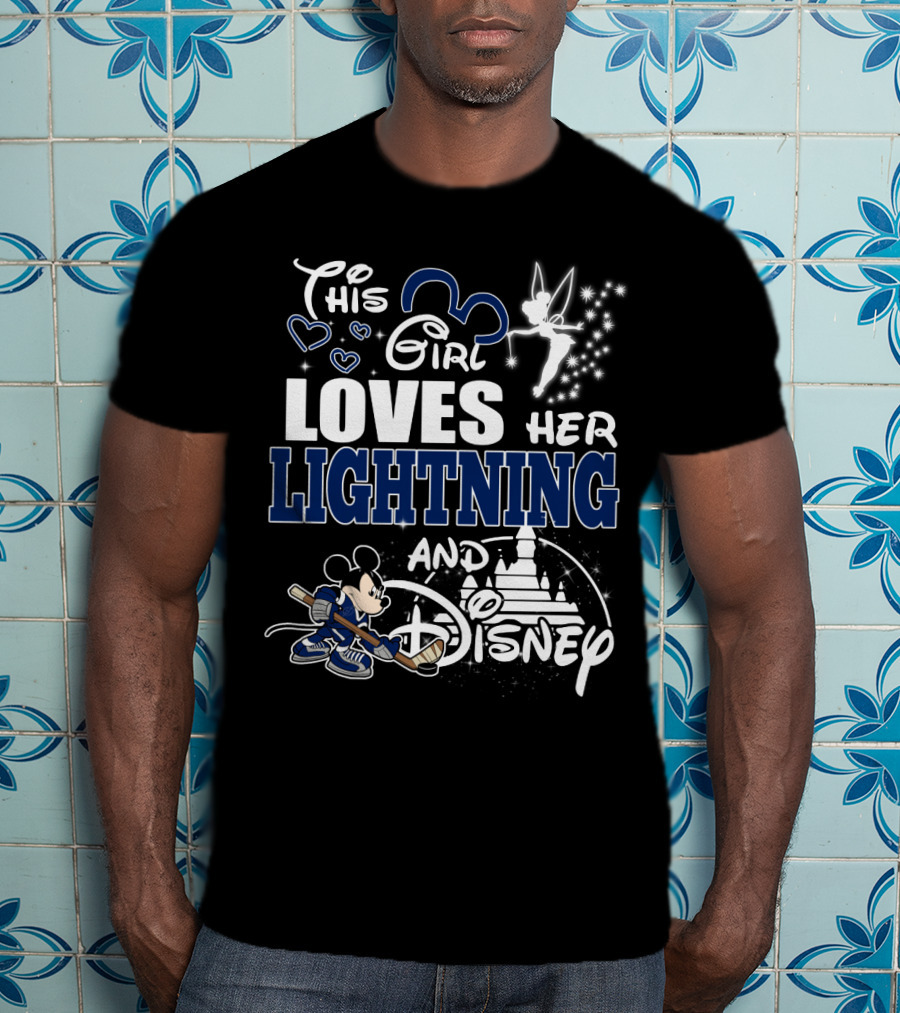 This Girl Loves Her Lightning And Disney With Hockey Mickey And Castle T-Shirt