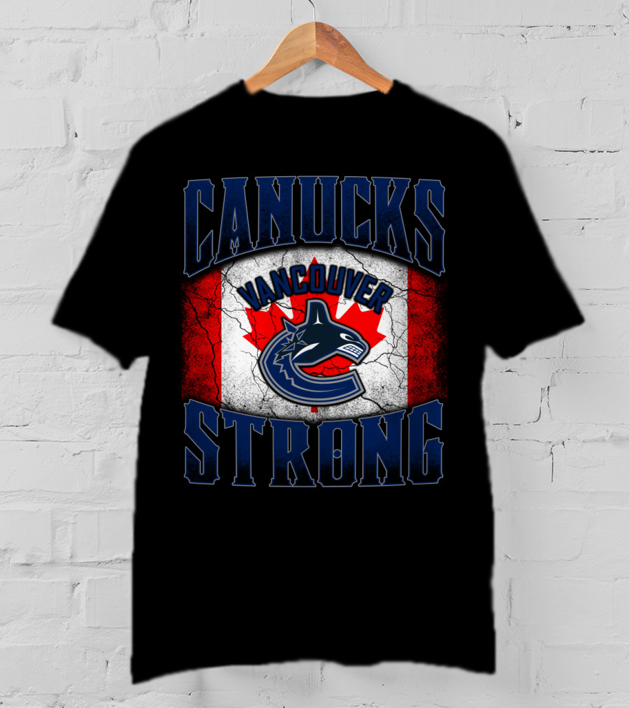 Vancouver Canucks Strong Canadian Flag Hockey T-Shirt