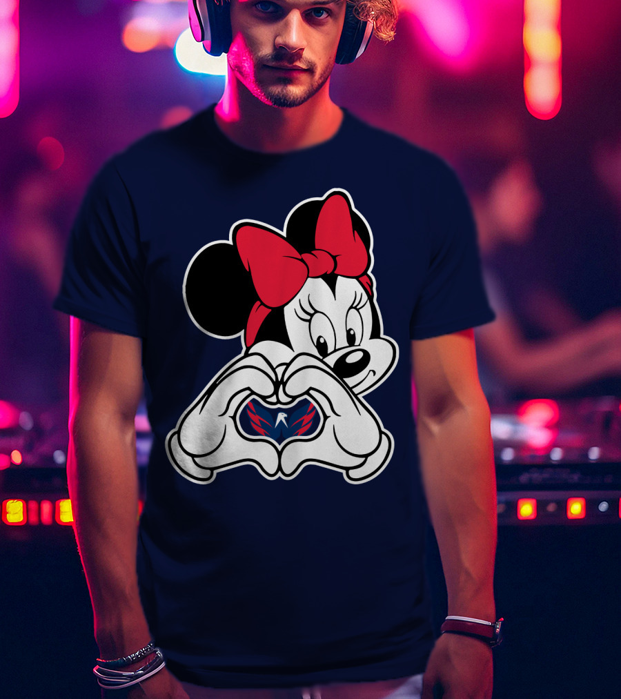 Minnie Mouse Heart Hands Washington Capitals T-Shirt