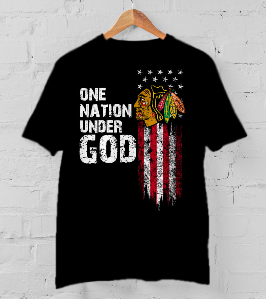 One Nation Under God Blackhawks Stars And Stripes T-Shirt