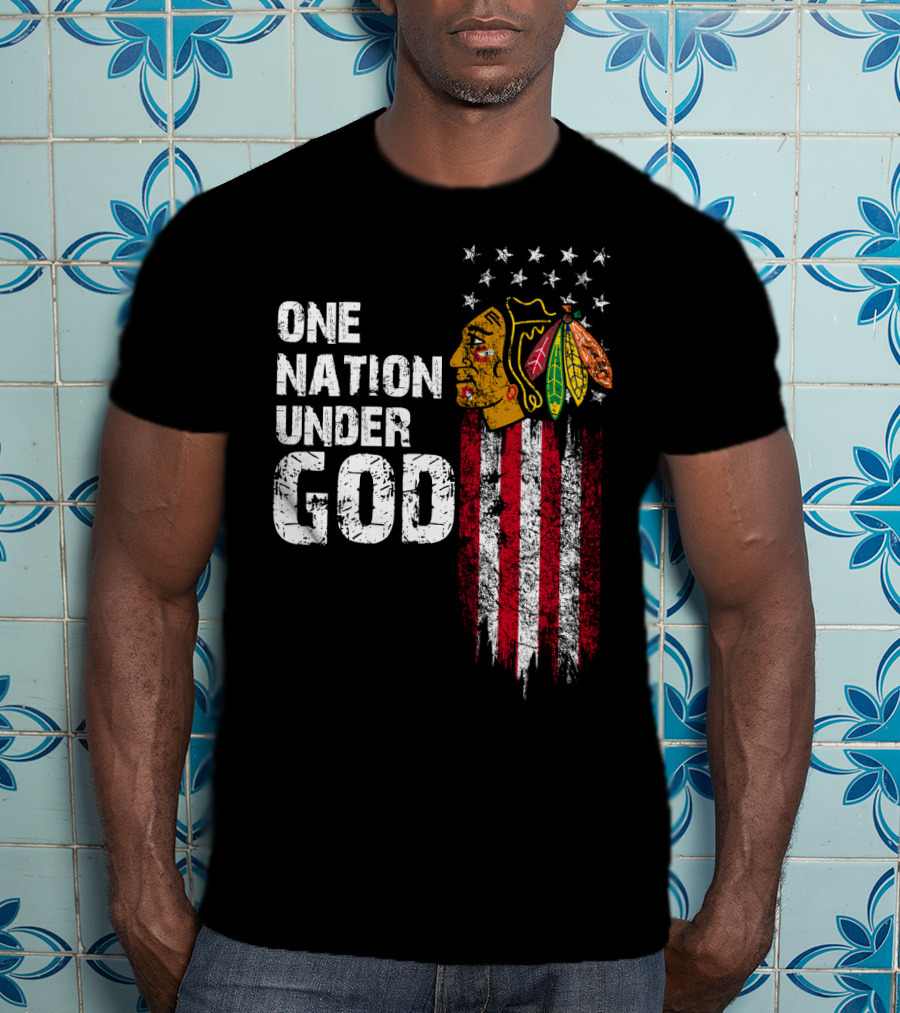 One Nation Under God Blackhawks Stars And Stripes T-Shirt