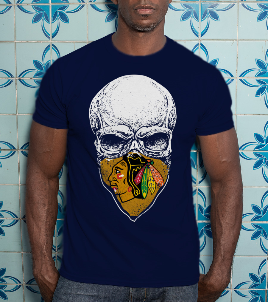 Blackhawks Skull Face Mask T-Shirt