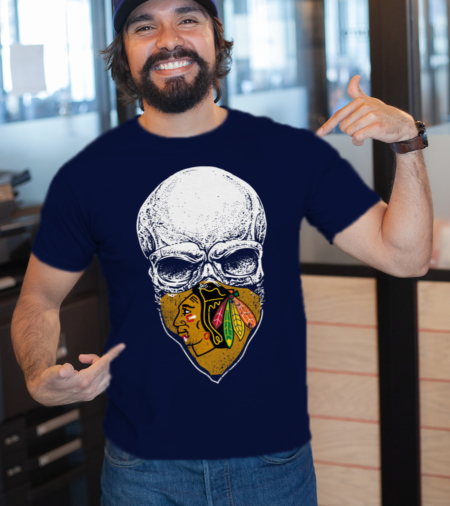 Blackhawks Skull Face Mask T-Shirt