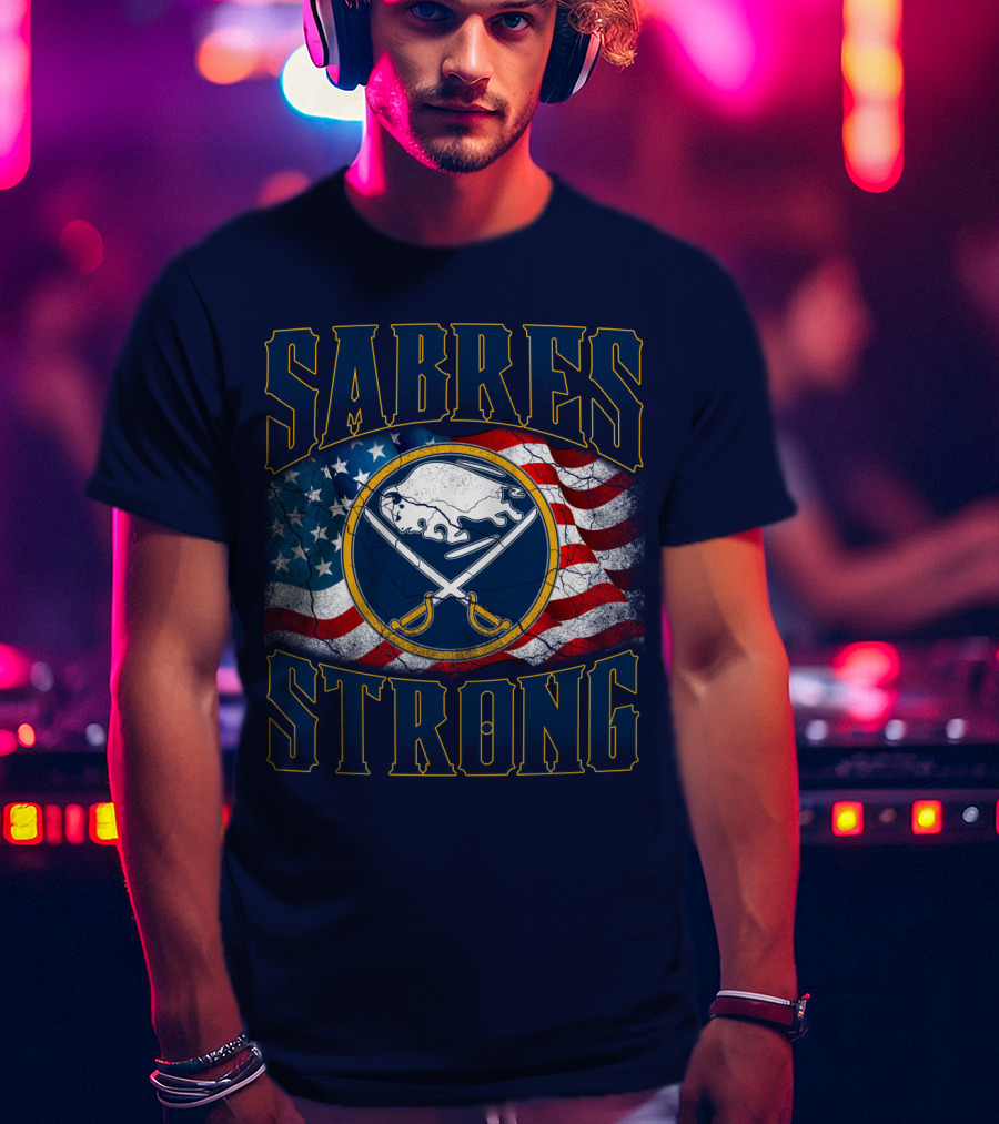 Sabres Strong Buffalo American Flag T-Shirt