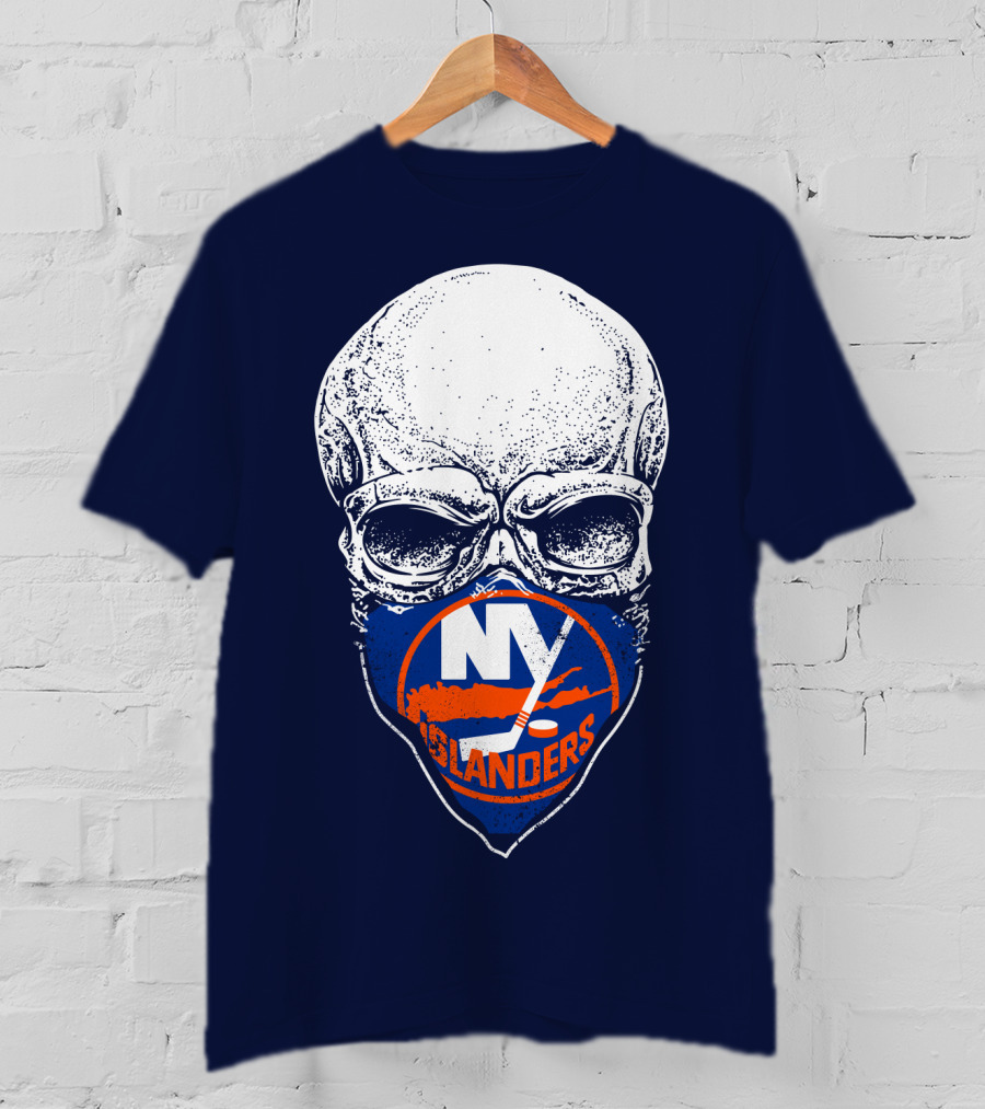 Ny Islanders Skull Logo Hockey Fan T-Shirt
