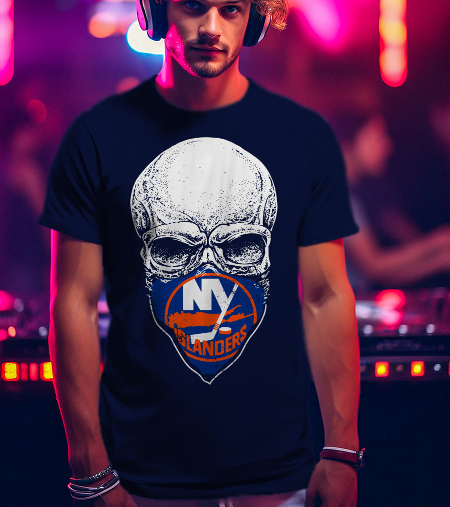 Ny Islanders Skull Logo Hockey Fan T-Shirt