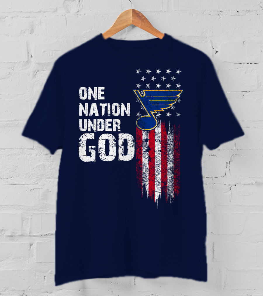 One Nation Under God St. Louis Blues American Flag Stars T-Shirt