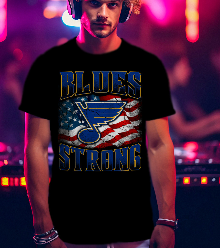 Blues Strong St. Louis American Flag T-Shirt