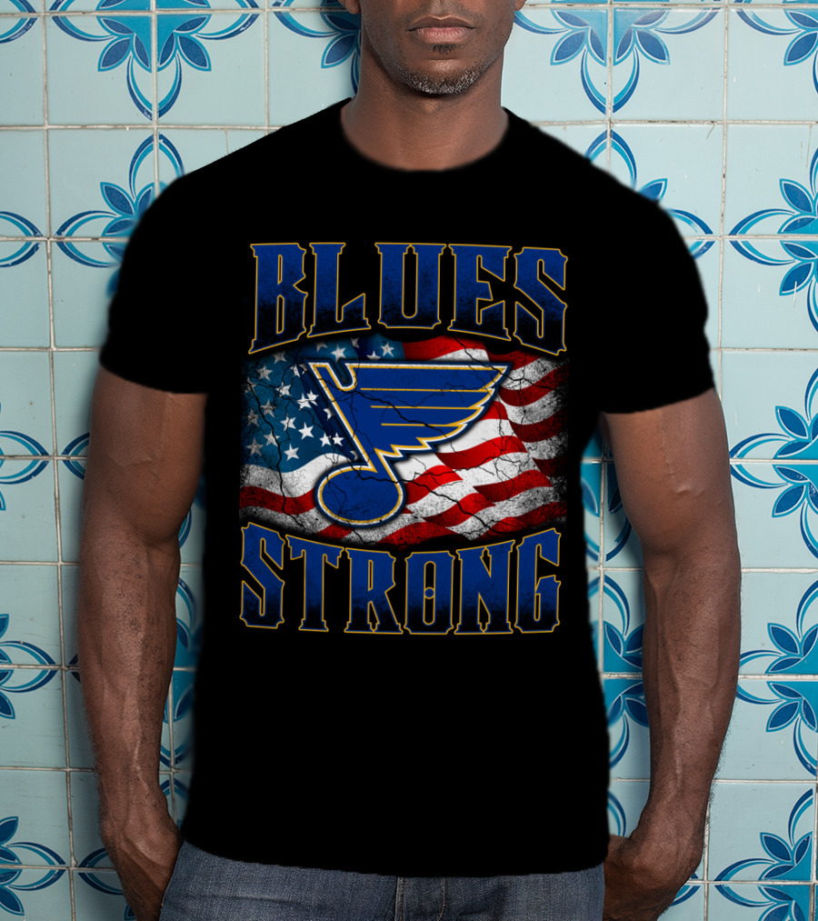 Blues Strong St. Louis American Flag T-Shirt