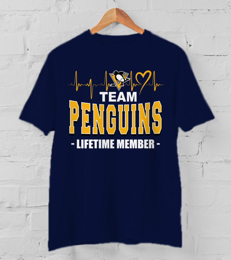 Team Penguins Lifetime Member Pittsburgh Penguins Heartbeat T-Shirt