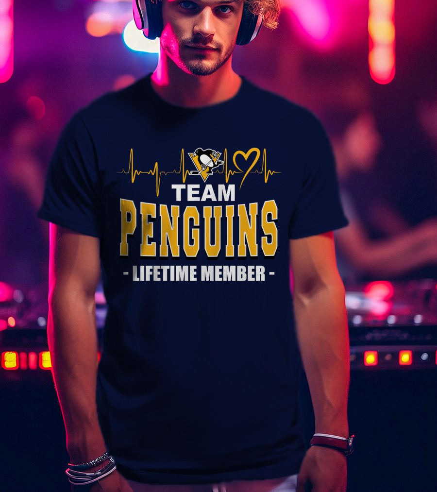 Team Penguins Lifetime Member Pittsburgh Penguins Heartbeat T-Shirt