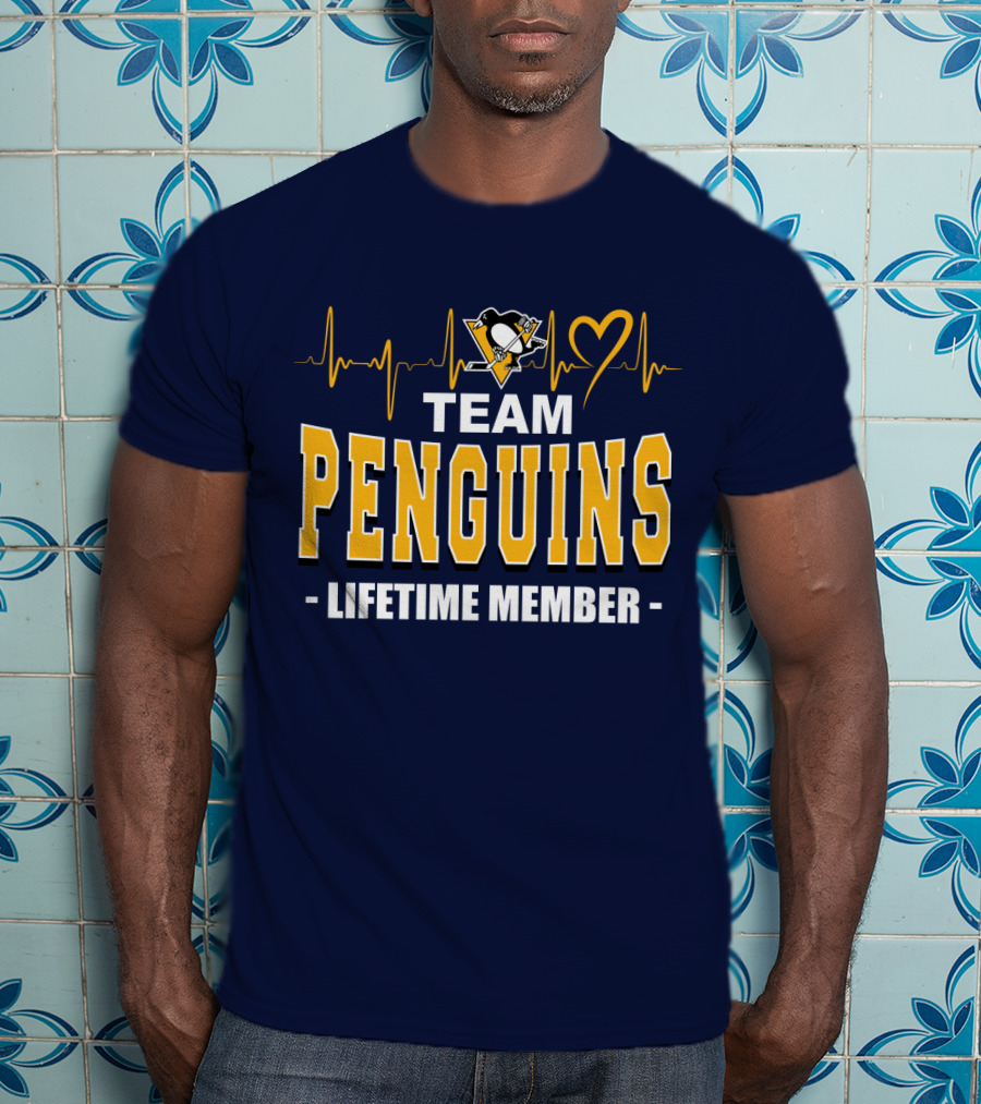 Team Penguins Lifetime Member Pittsburgh Penguins Heartbeat T-Shirt
