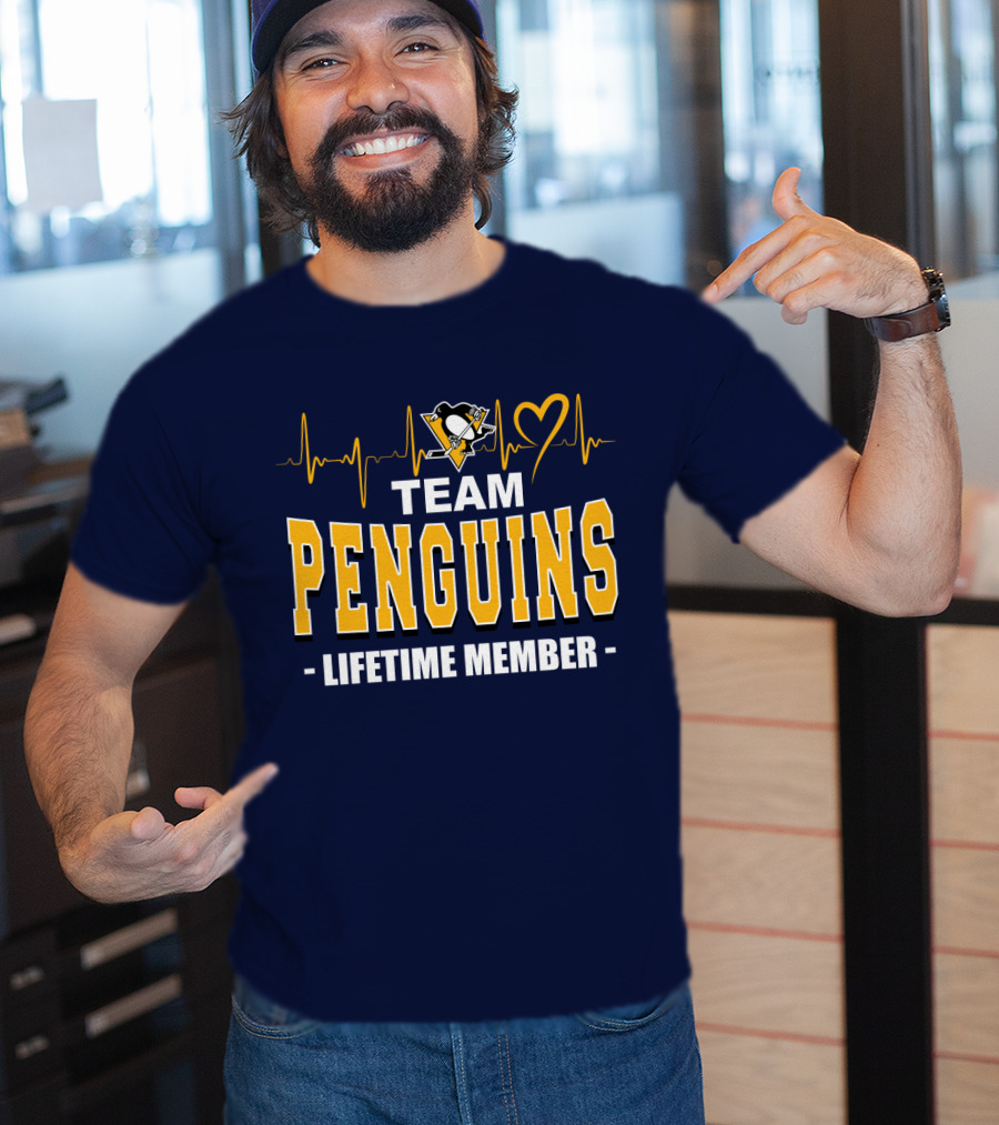 Team Penguins Lifetime Member Pittsburgh Penguins Heartbeat T-Shirt