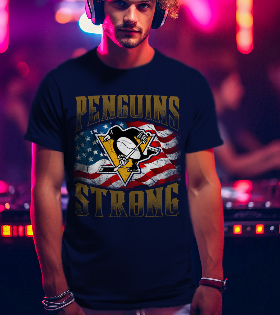 Pittsburgh Penguins Strong American Flag T-Shirt