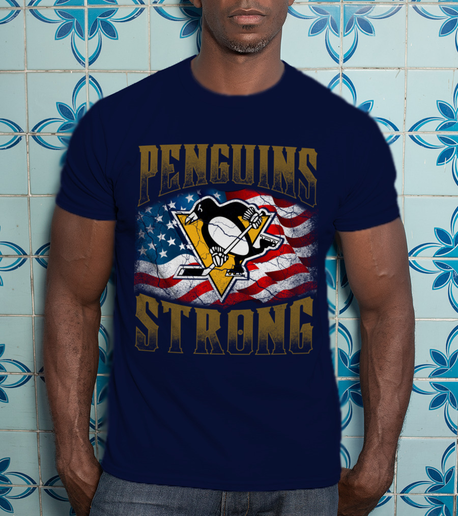 Pittsburgh Penguins Strong American Flag T-Shirt