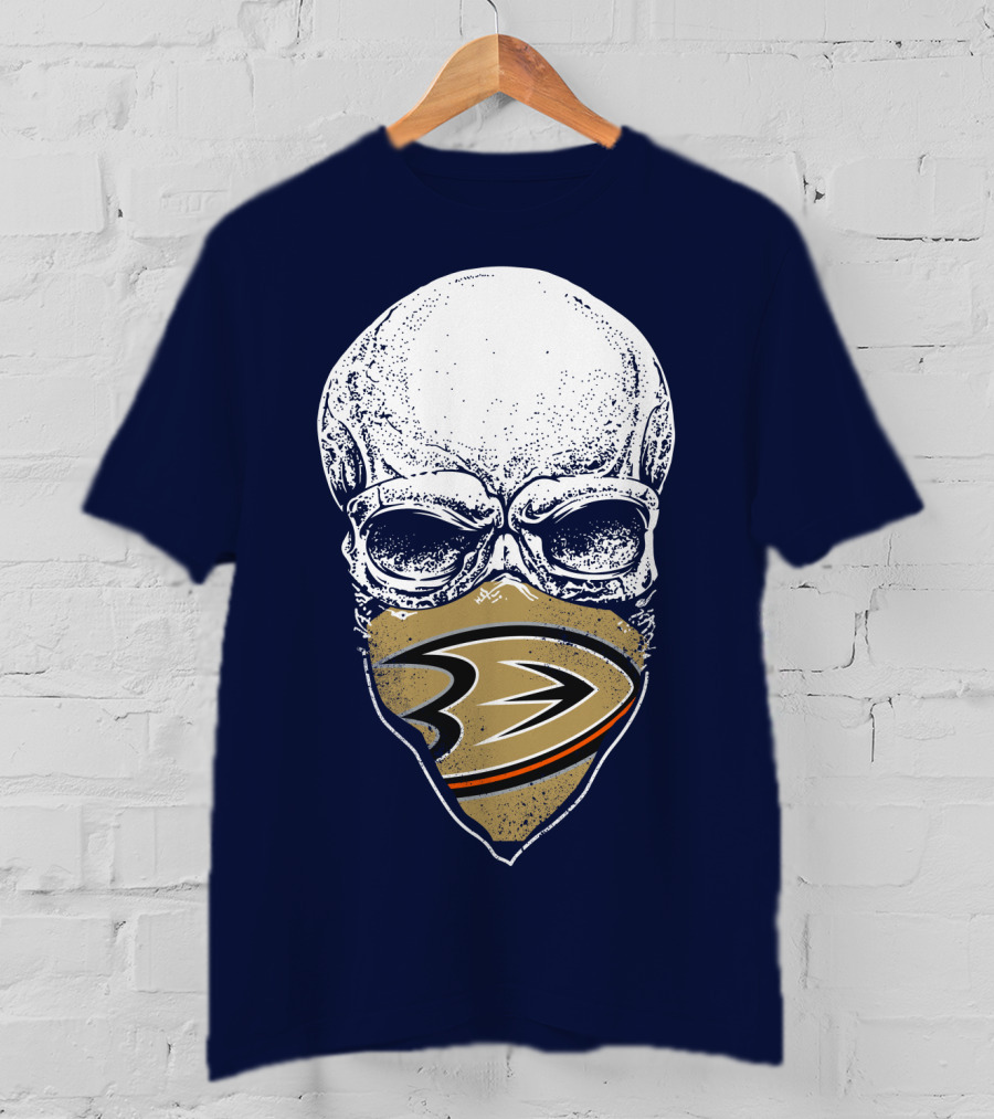 Anaheim Ducks Skull With Team Logo Mask T-Shirt