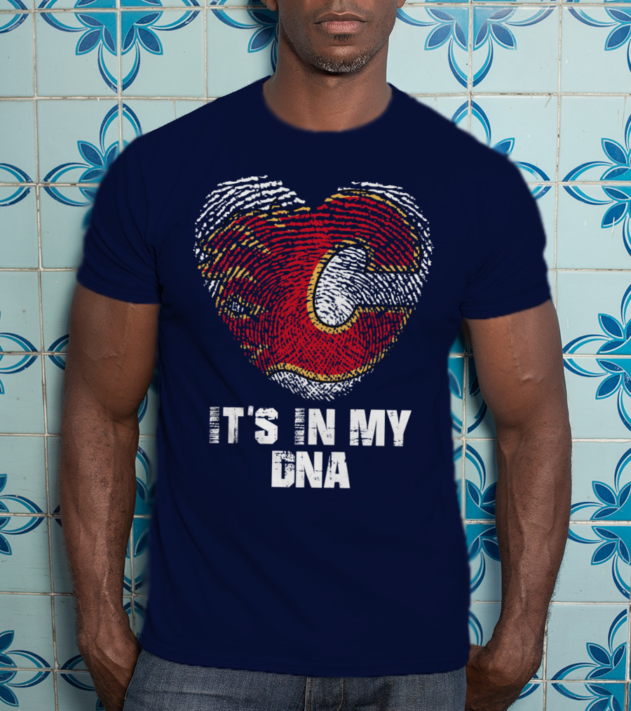 Calgary Flames Heart It's In My Dna Fingerprint T-Shirt