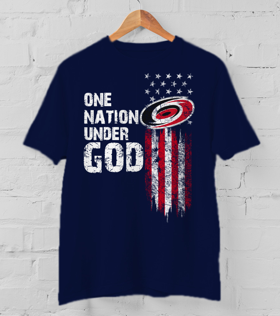 One Nation Under God Carolina Hurricanes Flag Stars T-Shirt