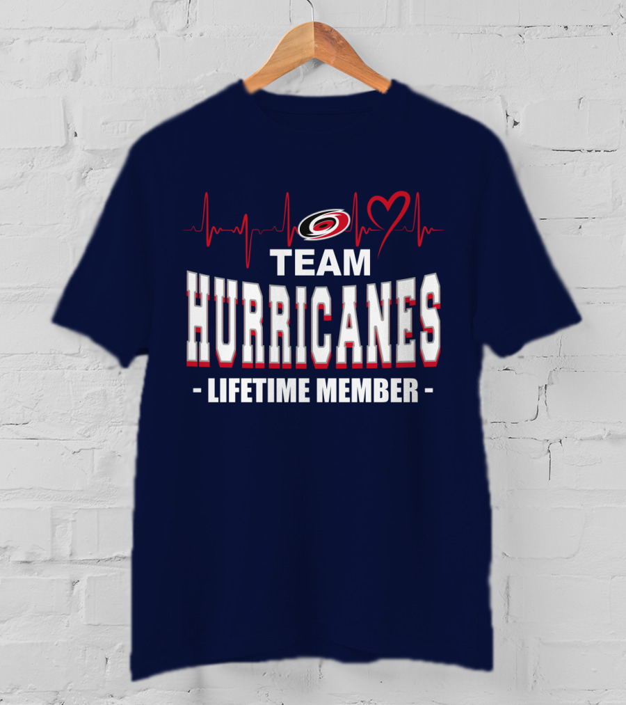 Team Hurricanes Lifetime Member Heartbeat Love T-Shirt
