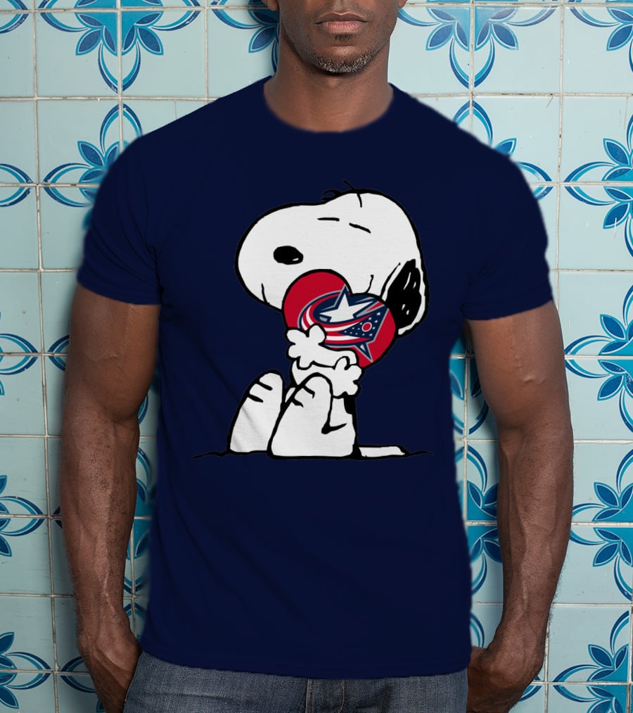 Snoopy Columbus Blue Jackets Nhl Logo Hug T-Shirt