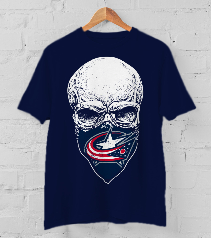Columbus Blue Jackets Skull Bandana T-Shirt