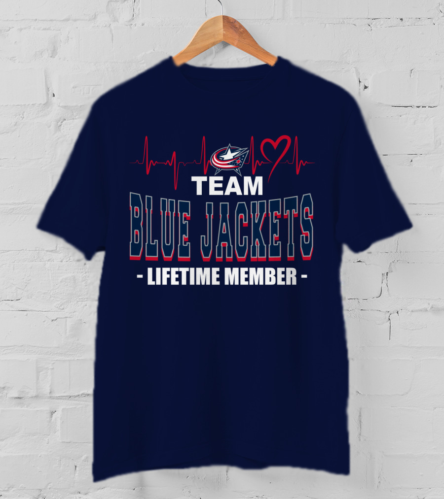 Team Blue Jackets Lifetime Member Heartbeat T-Shirt